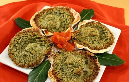 Capesante gratinate al burro e Brandy
